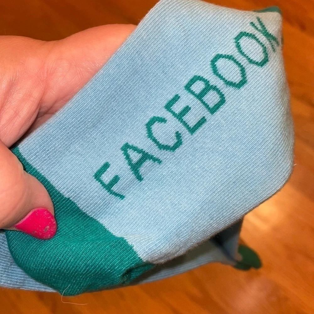 Facebook Employee Unisex Teal and Blue Color block Socks Two Pairs OS NWT